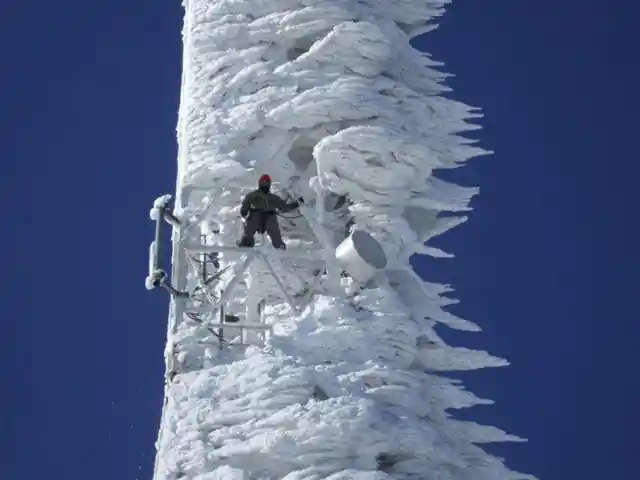 Cell tower after snowstorm