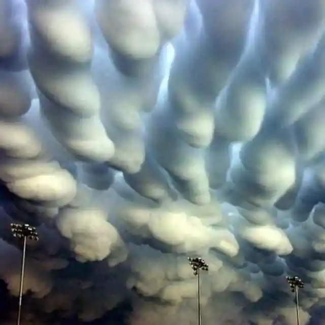 Mammatus clouds over Nebraska after a tornado