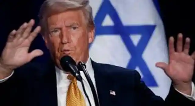 WATCH: Trump Says Israel "Has to Defeat" Kamala Harris