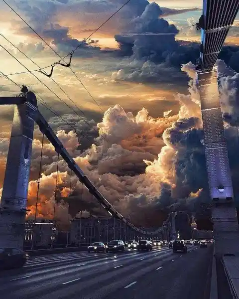 An apocalyptic sunset over Moscow