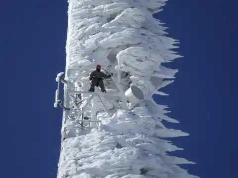 Cell tower after snowstorm